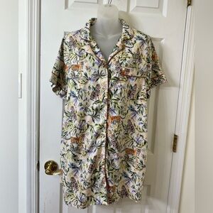 World Market Night Gown Size S/M 100% Polyester Jungle Print Tropical